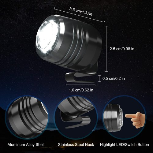 AUKSKY 2 Rechargeable Headlights Compatible with Clog, Adjustable Light for Shoes, Flashlights Accesories for Kids Adults Sandals, Clip on Clog, Headlamps Shoes Decorations