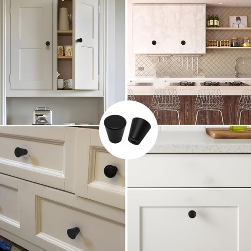 TAYCZGQL 6 Pack Small Knobs Modern Conical Black Cabinet Matte for Cabinets Decorative Furniture Hardware Compact Smooth Finish Contemporary Design Home Improvement Accessory Easy Install