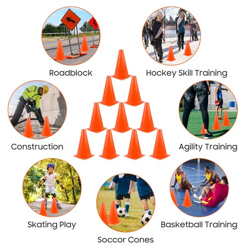MDTMR 9 inch Soccer Training Cones for Outdoor Activity, Orange Traffic Cones,Plastic Sports Cones
