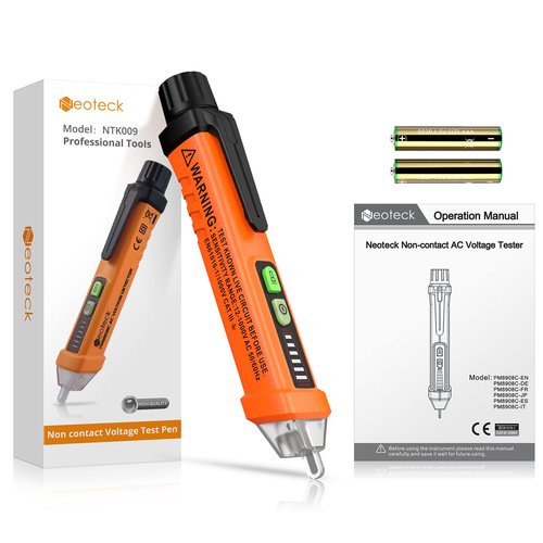 Neoteck Non-Contact AC Voltage Tester Pen, AC 12-1000V, LED Flashlight, Buzzer Alarm for Live/Null Wire Judgment