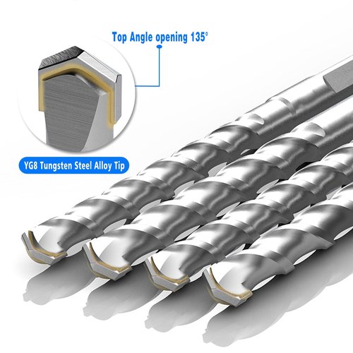 2-Pack SDS Plus Masonry Drill Bits 3/4 Inch x 12 Inch Long Rotary Hammer Drill Bits Carbide Tipped for Concrete Brick Cement Stone Block.