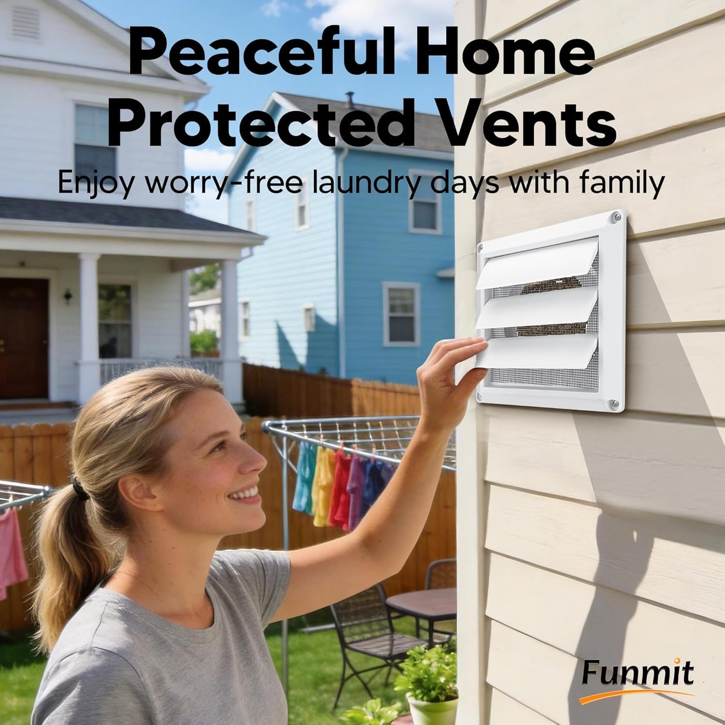 4 Inch Dryer Vent Cover for Exterior Wall Vent Hood Outlet Airflow, Dryer Air Vent with Screen with 4 Screw for Easy Installation, White