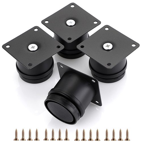OwnMy 4PCS 2 Inch Stainless Steel Furniture Legs Feets Metal Cabinet Desk Legs, Adjustable Round Metal Furniture Risers Replacement Legs Corner Feets Heavy Duty Table Leg Extenders for Sofa Chair