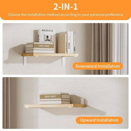 Heavy Duty Shelf Brackets Floating L Shelf Bracket, Brackets for Shelves, L 10" x H 6" x W1.5 Wall Shelf Brackets for DIY, Suitable for Study, Kitchen, Living Room, Bathroom (White, 6 Pack)
