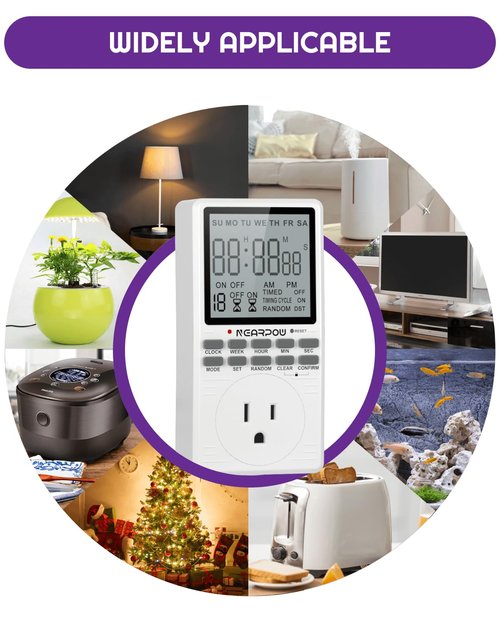 [2 Pack] Outlet Timer, NEARPOW Multifunctional Programmable Timer with Countdown and 7-Day Digital Infinite Repeat Cycle Intermittent, 19 ON/Off Programs for Electrical Outlets, 3 Prong, 15A/1800W