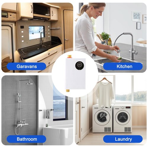 Spalivivre Tankless Water Heater Electric 110V 3000W, Space-Saving Instant Hot Water Heater Under Sink, for Kitchen Bathroom