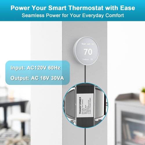 16V 30VA Doorbell Transformer for Ring Video Doorbells, Compatible with Ring, Nest Hello, Wyze and Eufy Video Doorbells, Power Supply for Nest, Ecobee, Sensi and Honeywell Thermostat