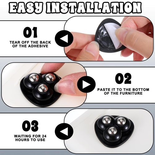 8 Pcs Self Adhesive Caster Wheels, Small Appliance Casters Wheels for Kitchen Appliances Universal Appliance Slider Mini Appliances Ball Transfer Roller for Coffee Maker Countertop Storage Box (Black)