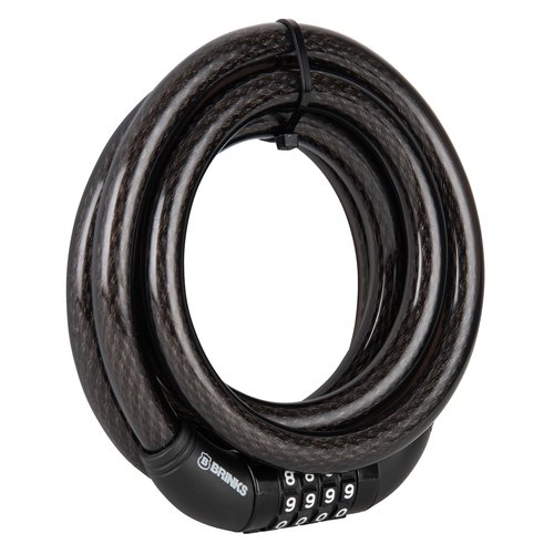 BRINKS 6 ft Outdoor Bike Lock Cable, Thick, Anti Theft Self-Coiling Design, Resettable 4-Dial Combination, Heavy-Duty Steel, 5/16" Weather-Resistant Vinyl Coating for Bikes (5/8" Heavy Duty 1PK, 6FT)