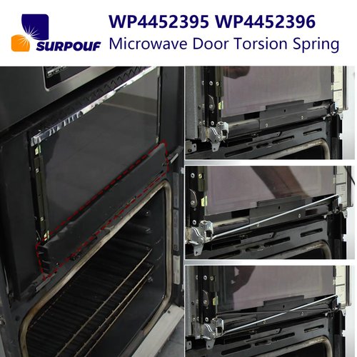 WP4452395 WP4452396 Microwave Door Torsion Spring 4452395 4452396 (Left and Right, Stainless Models) for Kitchen Aid Whirlpool