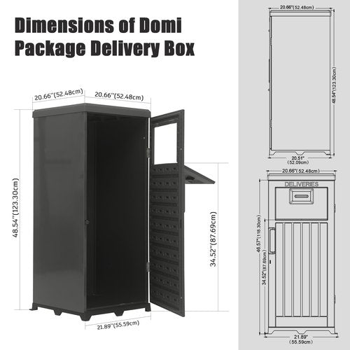 Domi Package Delivery Box for Outside, Large Parcel Drop Box with Lockable Secure, Waterproof Resin Storage Anti-Theft Outdoor Package Delivery for Porch, Curbside, House