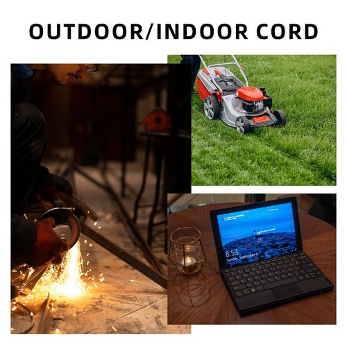 EP 3 Ft Extension Cord - 12/3 SJTW Heavy Duty Black Extension Cable with 3 Prong Grounded Plug - Power Cord for Lawn, Garden, Appliances