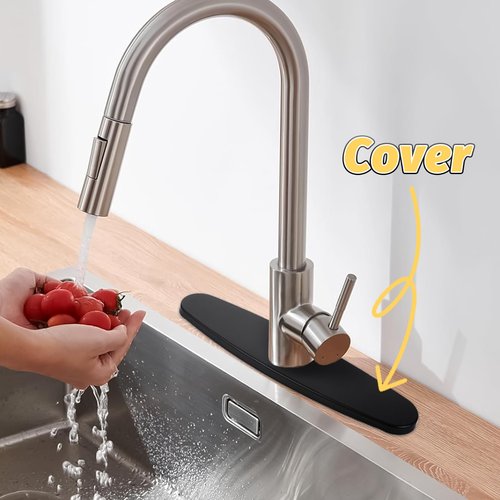 Matte Black Faucet Plate, Kitchen Sink Cover Stainless Steel Sink Hole Cover 10 Inch 1 or 3 Hole Deck Plate Bathroom or Kitchen Sinks Faucet Escutcheon Holes Covers
