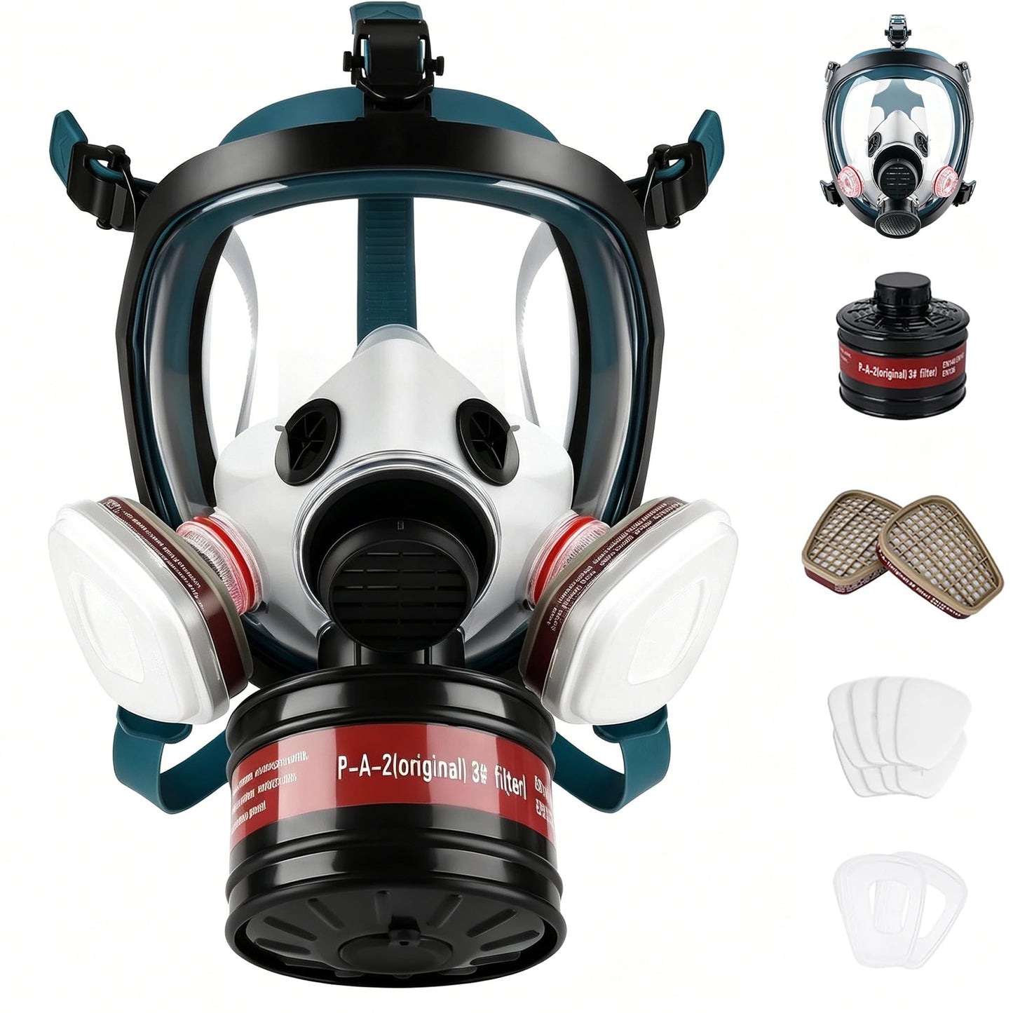 Gas Masks Survival Nuclear and Chemical - Full Face Respirator Gas Mask for Chemical, Spray Paint, Epoxy Resin, Welding, Sanding