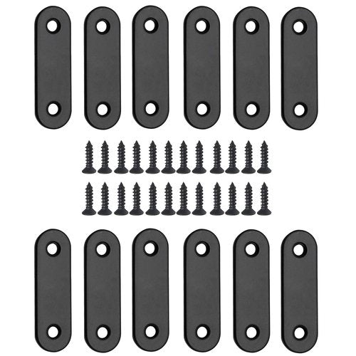 Jiozermi 12 Pcs Straight Brace, Flat Brace 2” x 0.6”, Stainless Steel Straight Bracket, Mending Joining Plates for Wood, Board, Bed Frame, Furniture & Shelves, Matte Black