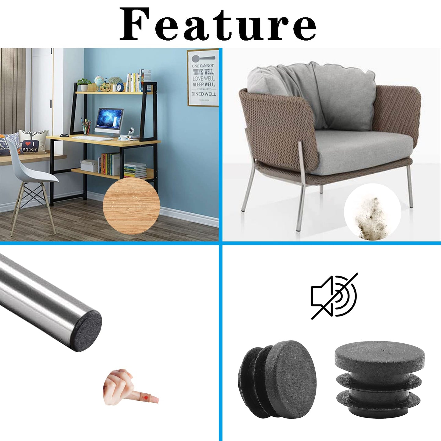 Uenhoy 30 Pcs 3/4" Round Plastic Plugs Insert Black End Caps Tubing End Caps for Round Tubes, Chair Legs (19mm)