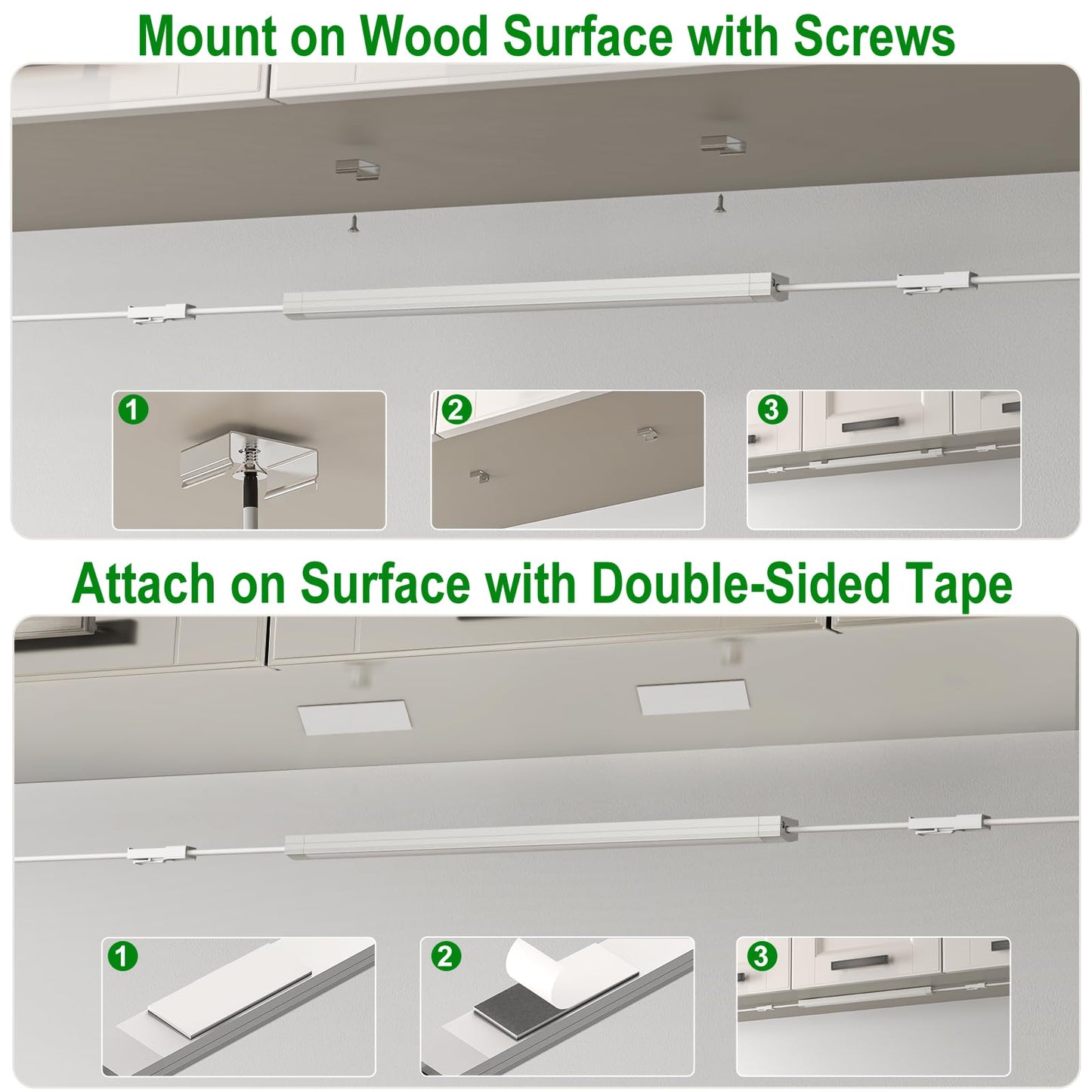 AIBOO Under Cabinet Lighting, Dimmable 12 inch Under Counter Lights, 120V Plug in & Hardwired, Linkable LED Closet Lights for Kitchen, Shelf, Workbench, Desk,Cupboard,Garage (12 PCS), Warm White 3000K