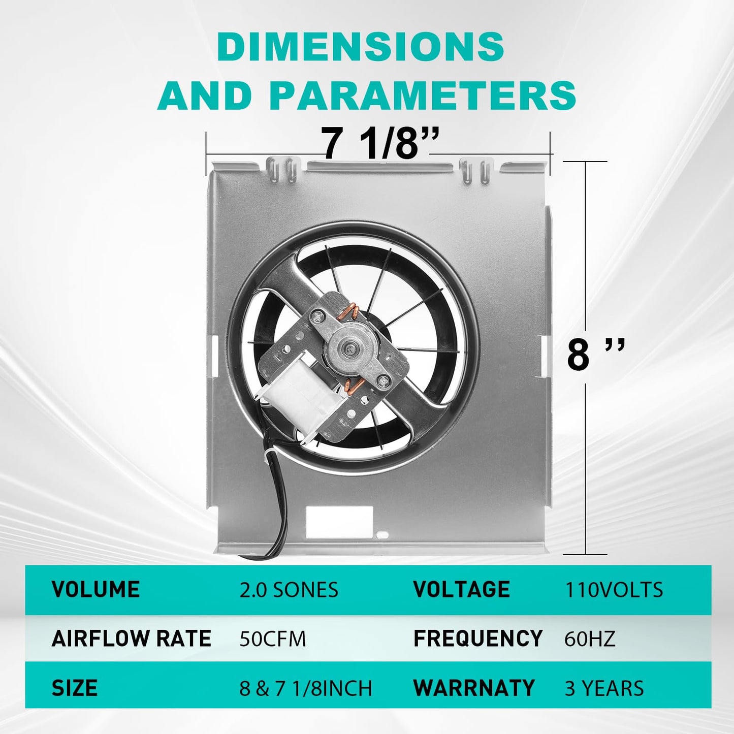 【Upgrade】 C350BN B Unit 50CFM Fan, Compatible with Nutone 696N(695) B Unit, C-350C2/VC-307C2ND B Unit, C-350/370A-A Units Only, VC305C2N, VC305AN, 690-A, 696NC Bathroom Fan, 2.0 Sone,8" x7 1/8"