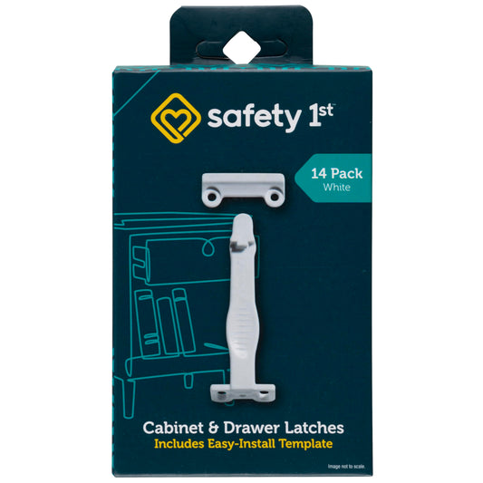 Safety 1st Cabinet & Drawer Latch 14 Pack, Babyproofing Locks for Toddlers, Easy Install, Child Safety, Hidden Design, Secure Cabinets & Drawers