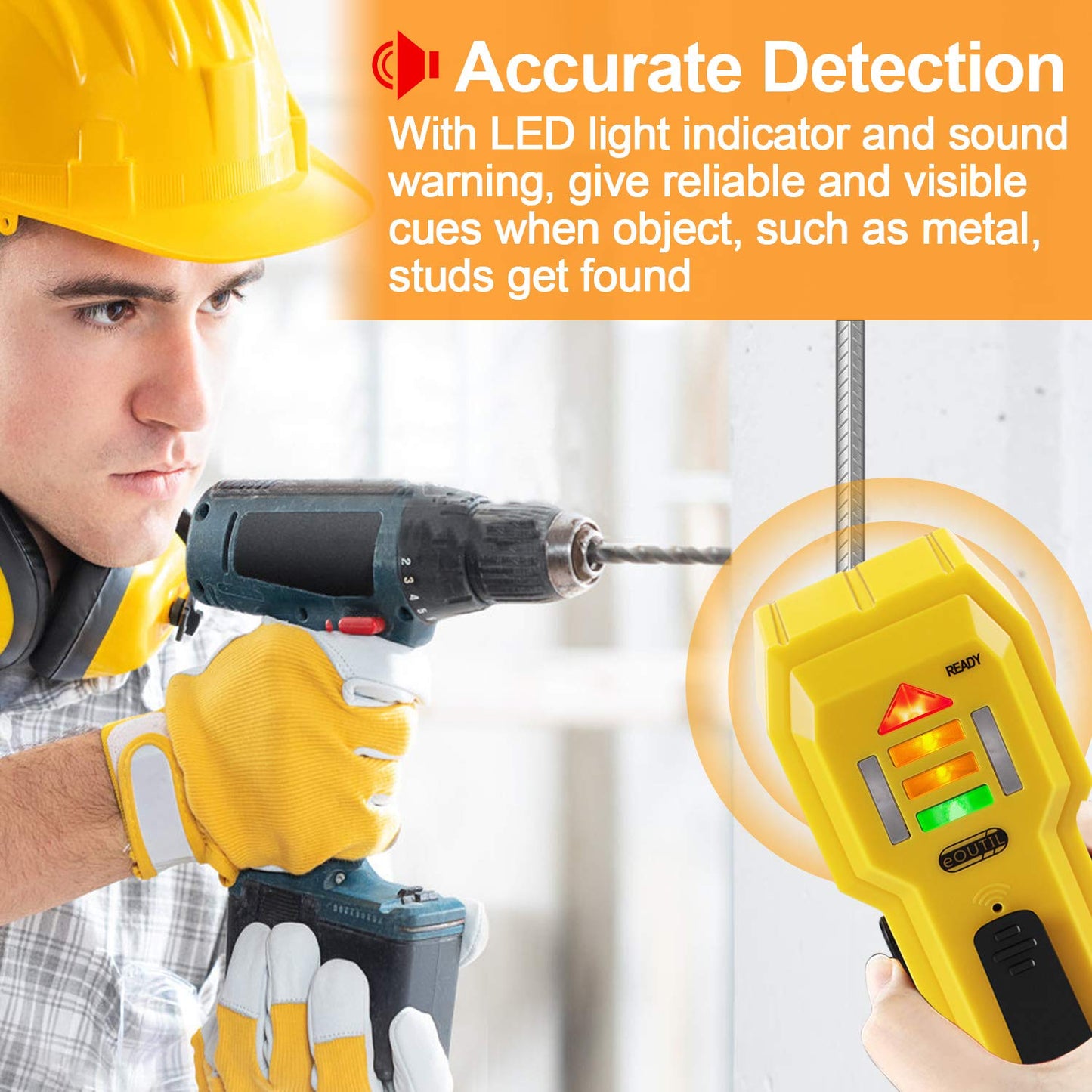 Stud Finder Wall Scanner Wood and Metal Detector Sensor for 3/4 inch Thickness Wall (ST102(Come with Battery))