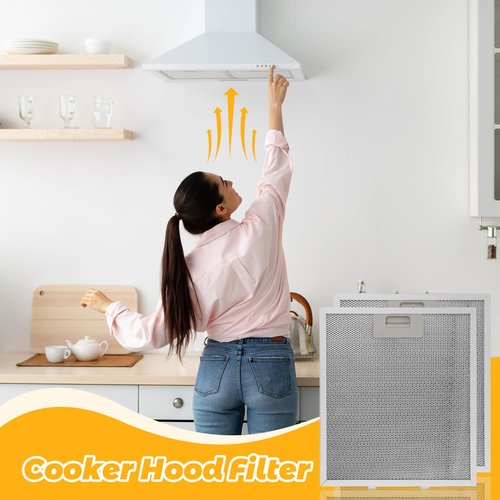 Vent Hood Filter, 2Pcs Range Hood Filter 10x13" Multi-Layer Stainless Steel Stove Vent with Fastener Heat-Resistant Washable Replacement Range Accessories, Stove