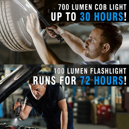 Dr. Prepare LED Work Light, 700 Lumens Foldable Rechargeable Work Light, 3200mAh Cordless Portable Magnetic COB LED Inspection Light for Car Repair, Home, Garage, Emergency