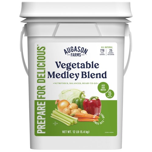 Augason Farms Vegetable Medley Blend 4-Gallon Pail, Certified Gluten Free, Emergency Food Supply, Everday Meals, 778 Servings