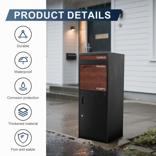 HQMPC Package Drop Box for Outside,Size 16.4"x 15.2"x 40.4"Weight is 20 kgs, Steel Delivery boxes Anti-Theft Lockable Package Delivery locker for Outside, Porch, House, Assembled parcel box