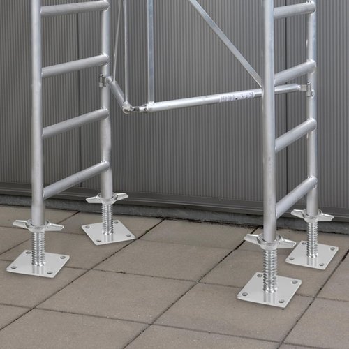 VEVOR 4-Pack Adjustable Leveling Jacks, 18.2 In Adjustable Height & 3307lbs/1500kg Total Load Capacity Scaffold Jacks Feet, Solid Carbon Steel Screw Jacks for Baker-Style Scaffolding Equipment, Silver