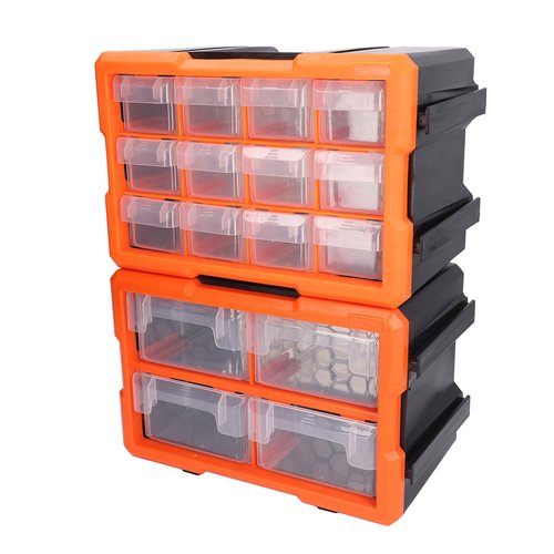 Multizenic A4 4 Drawer Wall Mount PVC Plastic Parts Box, Semitransparent Design, for Electronic Components Storage, Screws Nuts Organizer, Reduce Clutter and Improve Efficiency