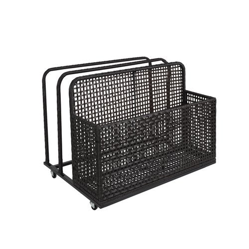 ChicCoutured Poolside Float Storage, Double Layer Outdoor Storage, PE Rattan Outdoor Pool Caddy With Rolling Wheels, Patio Deck Boxes, Storage Box, Pool, Beach-Sturdy,Dark Brown