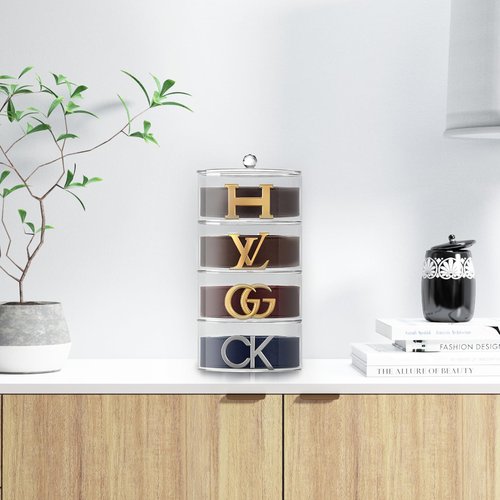 STUDIOMYO Acrylic Belt Organizer, 4-Layer Transparent Closet Accessories Organizer for Jewelry, Watches, Bracelets, Rings, Cosmetics