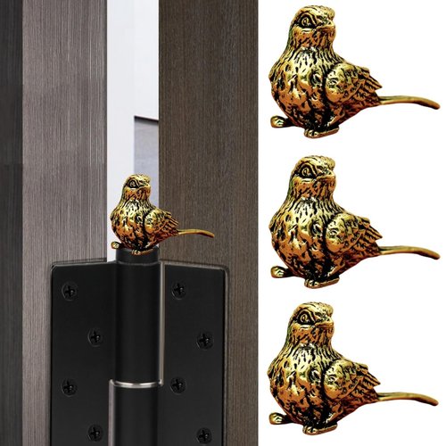 3pcs Brass Bird Magnetic Hinge Head Toppers Solid Brass Magpie Magnetic Hinge Head Home Decoration