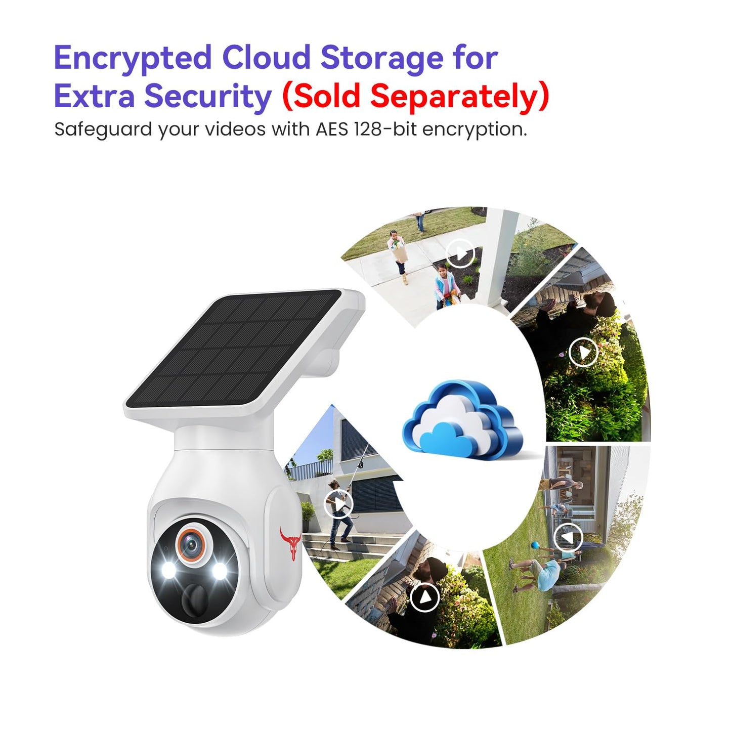 MeshSear 1080P Solar Security Cameras Wireless Outdoor, 360° View Pan/Tilt, Color Night Vision, Easy to Install, Real-Time Alerts, 2-Way Audio, Cloud Storage (Sold Separately), 2.4Ghz Wi-Fi Only