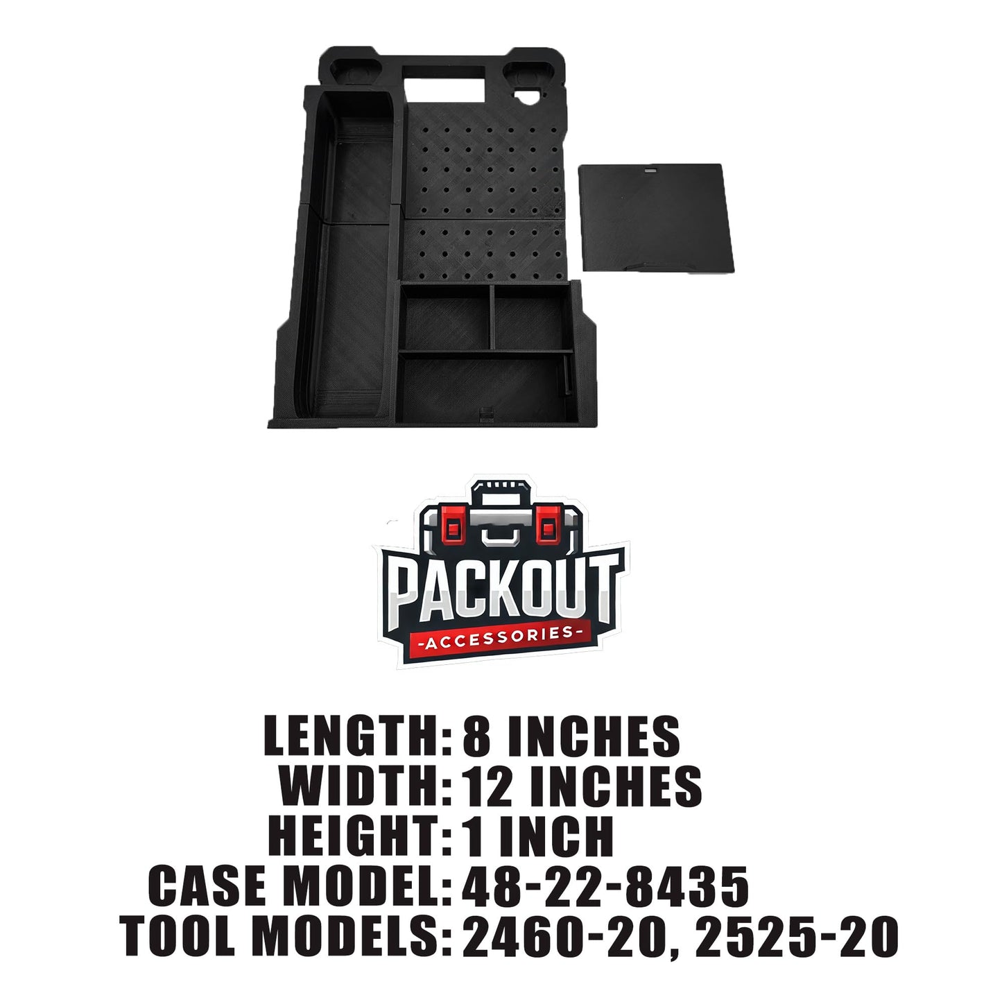 M12 Rotary Packout Organizer with Drawer and Bit Storage for Milwaukee Packout Compact Tool Box- Battery, bits, and Blade Storage- Liner Only