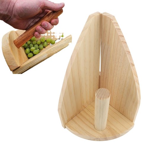 Professional Wooden Berry Picker Tool, Enhanced Efficiency Gooseberry Fruit Harvesting Picker Scoop with Sturdy Large Mouth, Gooseberry Picker Scoop for Farm Garden