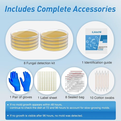 lkiochil Mold Test Kit for Home - 8 Simple Detection Tests for Surface Mold, HVAC System & Indoor Air Quality - DIY Black Mold Detector with Mold Identification Guide, Fast & Reliable Results