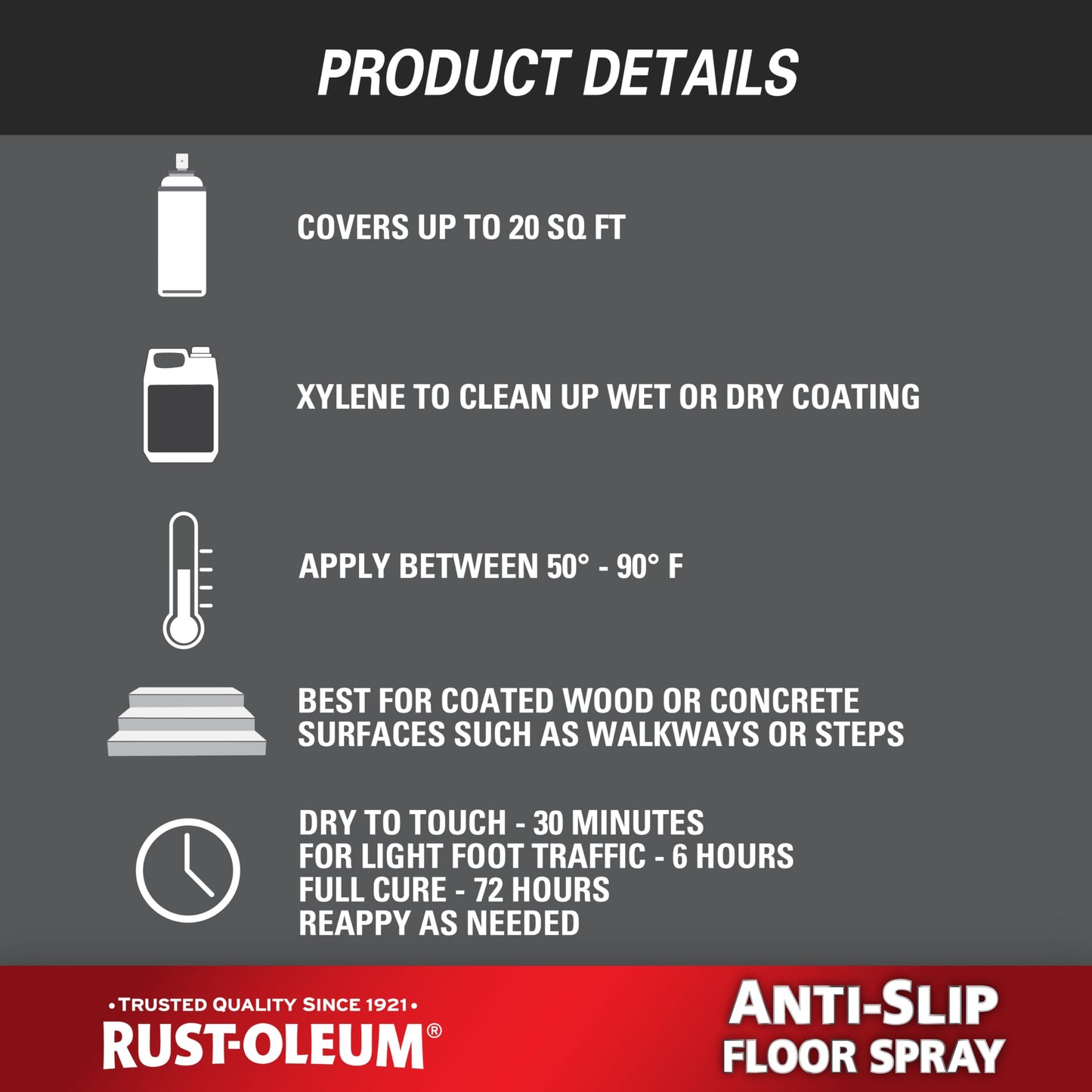 Rust-Oleum Anti-Slip Floor Spray | Textured Finish Adds Traction | Fast-Drying Formula | Resists Peeling & Fading | Clear | 15 oz Aerosol