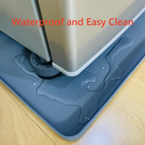 QinSuiKai Mini Fridge Silicone Mat with Raised Edges, 20" x 20" x 0.6" Mini Fridge Drip Tray With 4 Base Raisers,Mini Refrigerator Carpets Floor Protector (Small Black)