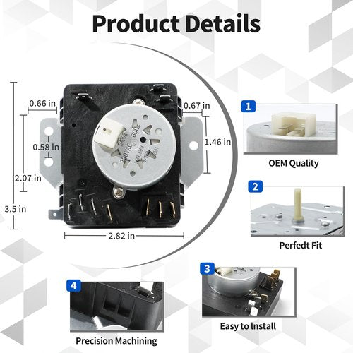 W10185982 Dryer Timer, Replacement WPW10185982, 418-618-20-b5, Compatible with Whirlpool Maytag Kenmore WED4800XQ0, 7MWED1800EM0, 3DWGD4815FW1 MEDC215EW, CDEW7110RW0 Timer etc. OEM - 2 Year Warranty