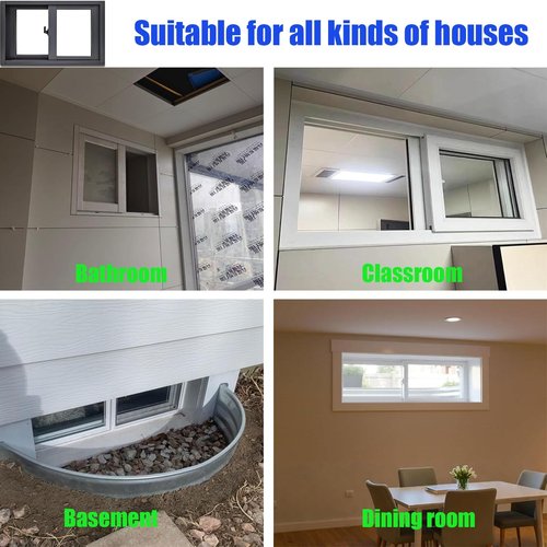 Basement Replacement Windows, Aluminum Sliding Window with Screen and Tempered Glass, Vinyl Basement Window for Sheds Chicken Coops, Bathroom Makeover Small Restroom 41x14in / 104x36cm, White
