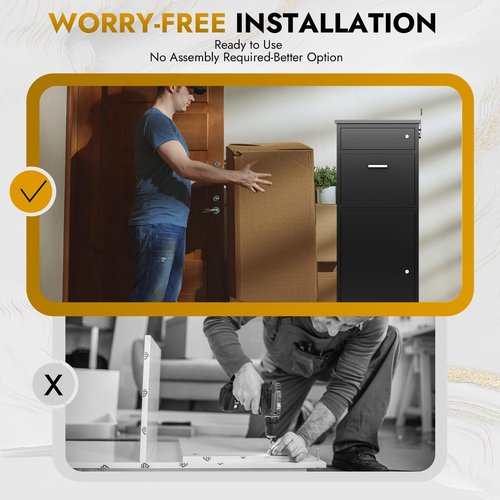 KAER Package Delivery Boxes for Outside,44.5"x17"x15.75" Cold-Rolled Steel Delivery Box for Packages & Mails, Anti-Theft Lockable Large Parcel Drop Box for Outdoor, Porch, Curbside