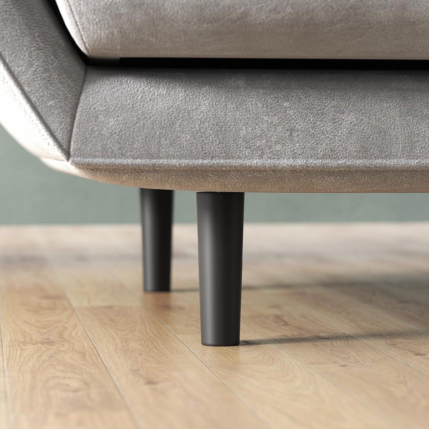 Aglaiprty 4 Pack 6 Inch Black Plastic Furniture Legs - Round Tapered Sofa/Couch/Chair Legs with M8 T-Nuts & Plate Nuts - Replacement Feet for DIY Projects, Coffee Tables, Dressers, Beds