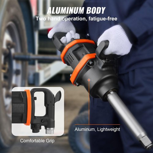 ORTUNVC 1 Inch Air Impact Wrench, Up to 3160 ft-lbs High Reverse Torque Output 1" Pneumatic Impact Gun w/ 8 Inch Extended Anvil & Carrying Case compatible with Heavy Duty Repairs and Maintenance