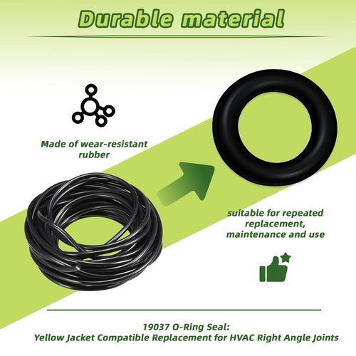 19037 O-Ring Seal Compatible with Yellow Jacket Replacement O-Ring, Suitable for Quick Right Angle Joints in HVAC and Refrigeration Systems, Set of 12