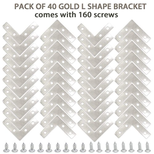 Joyangy 40 Pack Silver L Corner Brackets, 1.5x1.5inch Small Decorative Iron Corner Braces for Wood, Metal Flat Bracket Braces for Furniture, Shelf Support, Home and DIY Projects