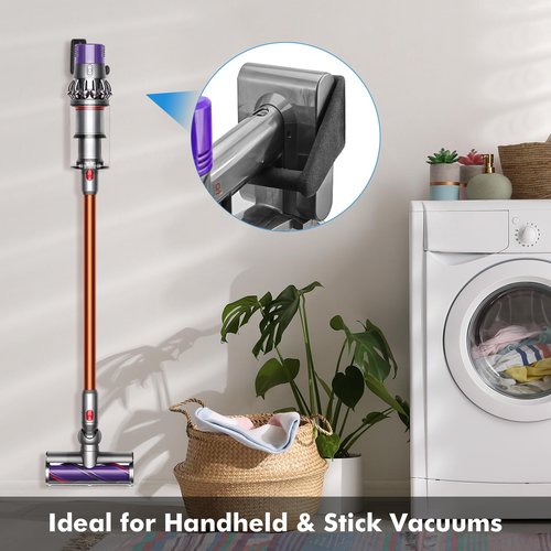 2 Pack Easy Access Cordless Vacuum Wall Mount Holder – Heavy Duty Metal Wall Rack with Rubber Coating, Fits for Dyson V-Series,Outsize Stick Vacuums, Garage Shed Storage Brackets