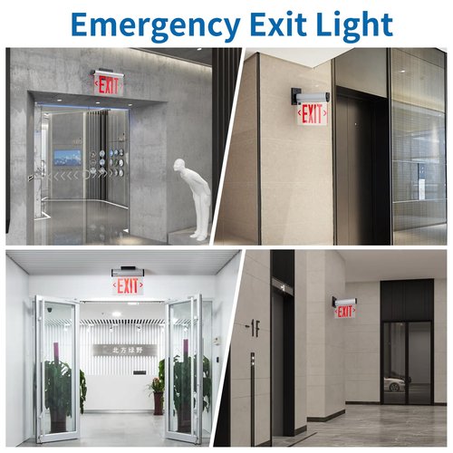 TANLUX Red Exit Signs for Business, LED Edge Lit Exit Sign, UL 924, Hardwired Emergency Exit Lights with Battery Backup, Aluminum Housing with Rotating Acrylic Clear Panel, AC 120/277V, 1 Pack