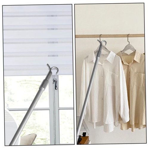 Heidouse Window Pole Opener, 13-24 Inch Telescopic Loft Ladder Pole with Hook, Lightweight Aluminium Alloy Vertical Blinds Wand