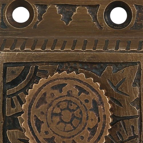 A29 Solid Brass Cabinet Latch, Latch with Flower Knob for Cabinet Closet Kitchen Door Drawer Lock, Handmade Weathered Bronze Finish, Antique Latch